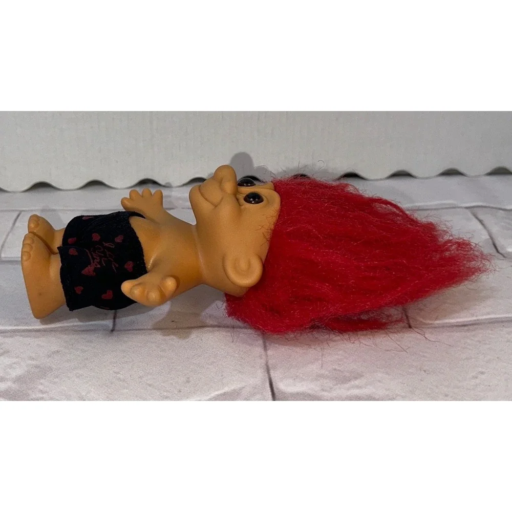 Vintage Russ Berrie Troll Doll Red Hair Heart Shorts I Love You Valentine 3 inch